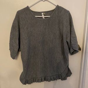 Gray, short sleeve sweater